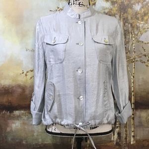 RUBY RD. Gorgeous Metallic Fabric Button Top